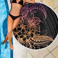 Floral Polynesian Hibiscus Tattoo Beach Blanket Peach Gradient Style LT9 - Polynesian Pride