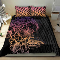 Floral Polynesian Hibiscus Tattoo Bedding Set Peach Gradient Style