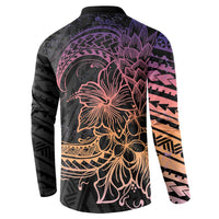 Floral Polynesian Hibiscus Tattoo Button Sweatshirt Peach Gradient Style LT9 - Polynesian Pride