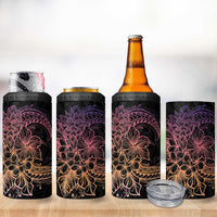 Floral Polynesian Hibiscus Tattoo Can Cooler Tumbler Peach Gradient Style