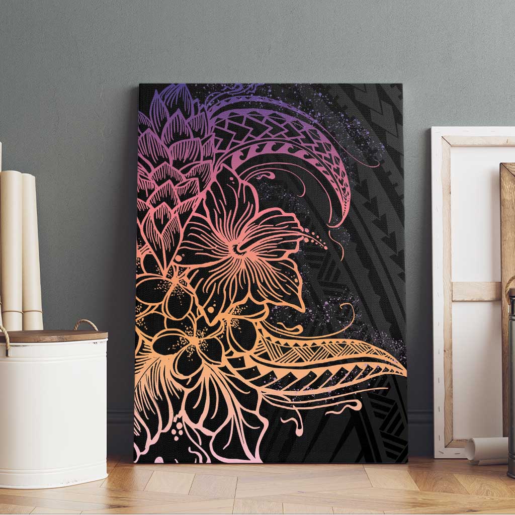 Floral Polynesian Hibiscus Tattoo Canvas Wall Art Peach Gradient Style LT9 - Polynesian Pride