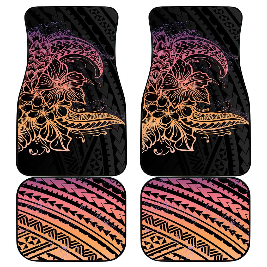 Floral Polynesian Hibiscus Tattoo Car Mats Peach Gradient Style LT9 - Polynesian Pride