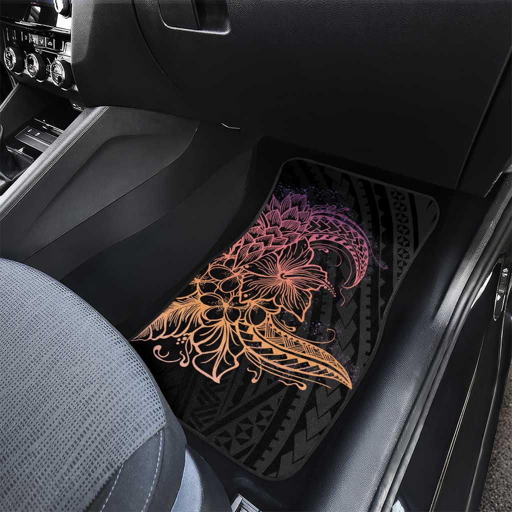 Floral Polynesian Hibiscus Tattoo Car Mats Peach Gradient Style LT9 - Polynesian Pride
