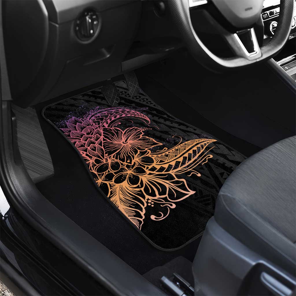 Floral Polynesian Hibiscus Tattoo Car Mats Peach Gradient Style LT9 - Polynesian Pride
