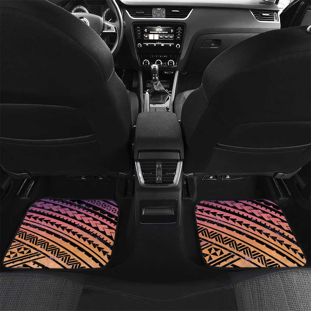 Floral Polynesian Hibiscus Tattoo Car Mats Peach Gradient Style LT9 Set 2pcs - Back Peach - Polynesian Pride