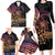 Floral Polynesian Hibiscus Tattoo Family Matching Long Sleeve Bodycon Dress and Hawaiian Shirt Peach Gradient Style