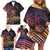 Floral Polynesian Hibiscus Tattoo Family Matching Off Shoulder Short Dress and Hawaiian Shirt Peach Gradient Style