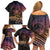 Floral Polynesian Hibiscus Tattoo Family Matching Off Shoulder Short Dress and Hawaiian Shirt Peach Gradient Style