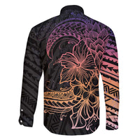 Floral Polynesian Hibiscus Tattoo Family Matching Puletasi and Hawaiian Shirt Peach Gradient Style LT9 - Polynesian Pride