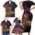 Floral Polynesian Hibiscus Tattoo Family Matching Short Sleeve Bodycon Dress and Hawaiian Shirt Peach Gradient Style