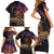 Floral Polynesian Hibiscus Tattoo Family Matching Short Sleeve Bodycon Dress and Hawaiian Shirt Peach Gradient Style