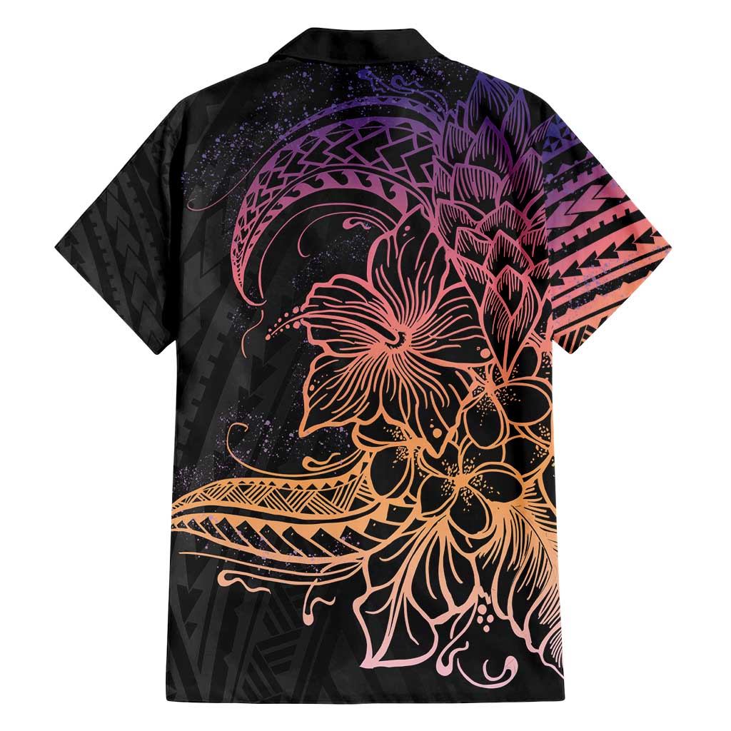 Floral Polynesian Hibiscus Tattoo Family Matching Tank Maxi Dress and Hawaiian Shirt Peach Gradient Style LT9 - Polynesian Pride
