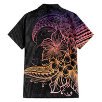 Floral Polynesian Hibiscus Tattoo Family Matching Tank Maxi Dress and Hawaiian Shirt Peach Gradient Style LT9 - Polynesian Pride