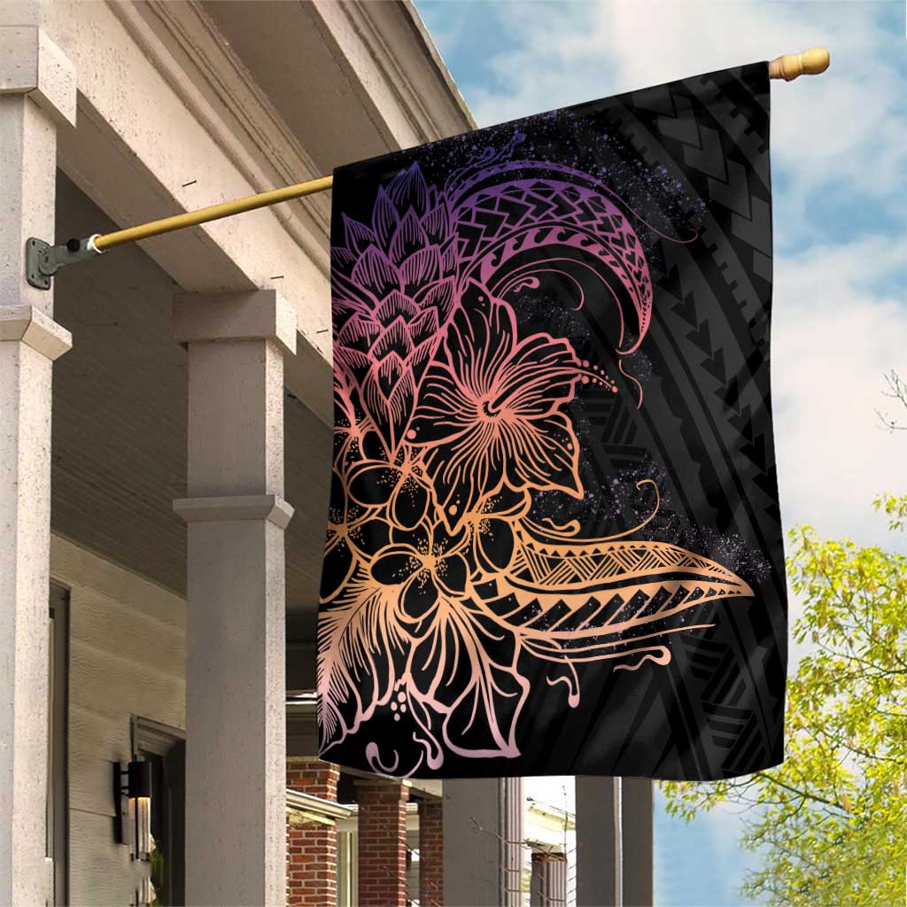 Floral Polynesian Hibiscus Tattoo Garden Flag Peach Gradient Style LT9 House Flag Peach - Polynesian Pride