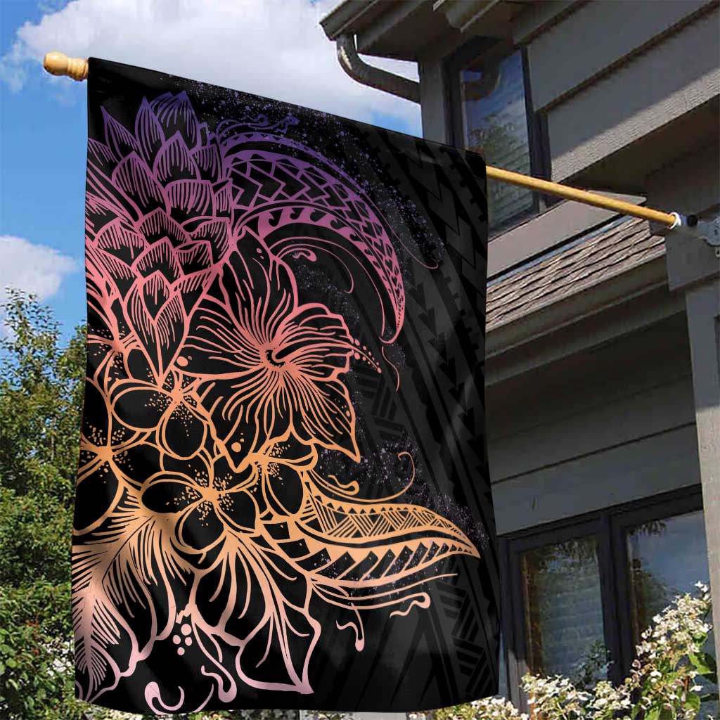 Floral Polynesian Hibiscus Tattoo Garden Flag Peach Gradient Style LT9 - Polynesian Pride