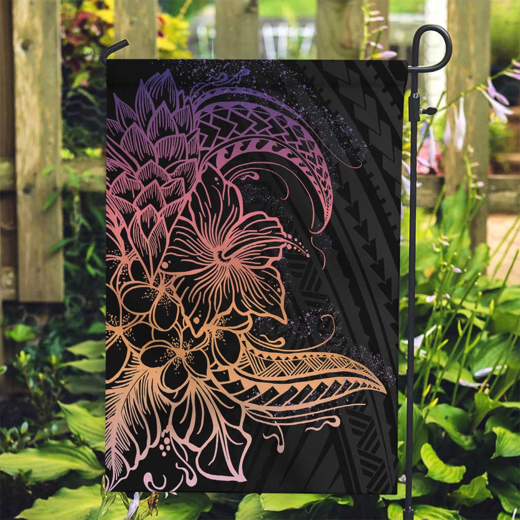 Floral Polynesian Hibiscus Tattoo Garden Flag Peach Gradient Style LT9 Garden Flag Peach - Polynesian Pride