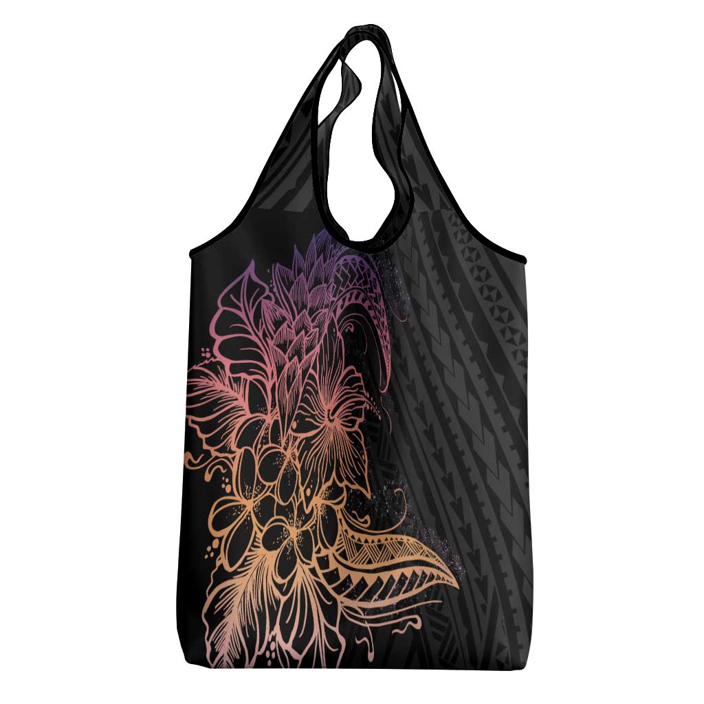Floral Polynesian Hibiscus Tattoo Grocery Bag Peach Gradient Style LT9 - Polynesian Pride
