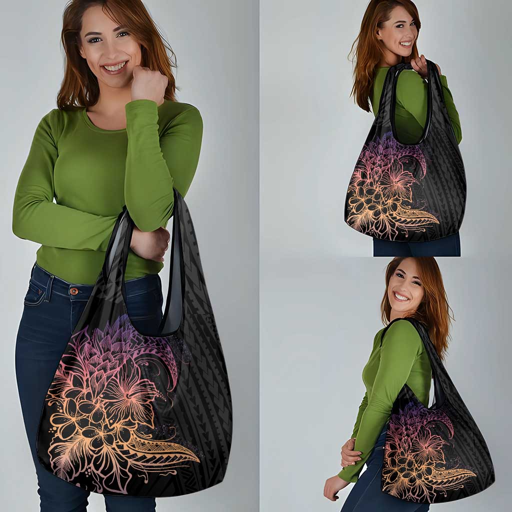 Floral Polynesian Hibiscus Tattoo Grocery Bag Peach Gradient Style LT9 - Polynesian Pride