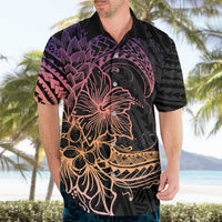 Floral Polynesian Hibiscus Tattoo Hawaiian Shirt Peach Gradient Style LT9 - Polynesian Pride