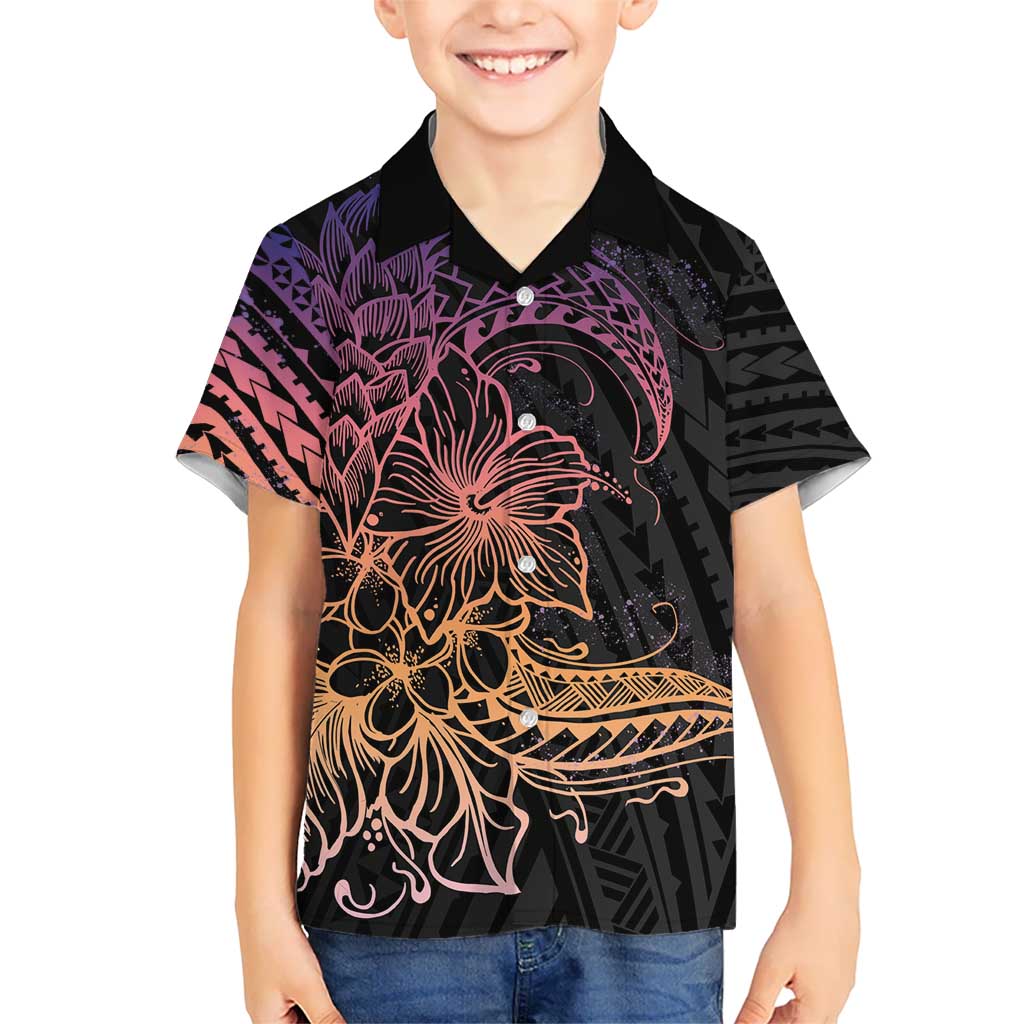 Floral Polynesian Hibiscus Tattoo Hawaiian Shirt Peach Gradient Style LT9 - Polynesian Pride