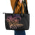 Floral Polynesian Hibiscus Tattoo Leather Tote Bag Peach Gradient Style