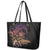 Floral Polynesian Hibiscus Tattoo Leather Tote Bag Peach Gradient Style