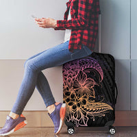 Floral Polynesian Hibiscus Tattoo Luggage Cover Peach Gradient Style