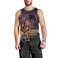 Floral Polynesian Hibiscus Tattoo Men Tank Top Peach Gradient Style LT9 - Polynesian Pride