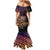 Floral Polynesian Hibiscus Tattoo Mermaid Dress Peach Gradient Style