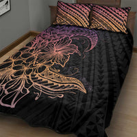 Floral Polynesian Hibiscus Tattoo Quilt Bed Set Peach Gradient Style LT9 - Polynesian Pride