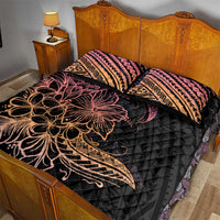 Floral Polynesian Hibiscus Tattoo Quilt Bed Set Peach Gradient Style LT9 - Polynesian Pride