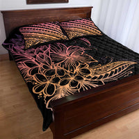 Floral Polynesian Hibiscus Tattoo Quilt Bed Set Peach Gradient Style LT9 - Polynesian Pride