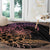 Floral Polynesian Hibiscus Tattoo Round Carpet Peach Gradient Style