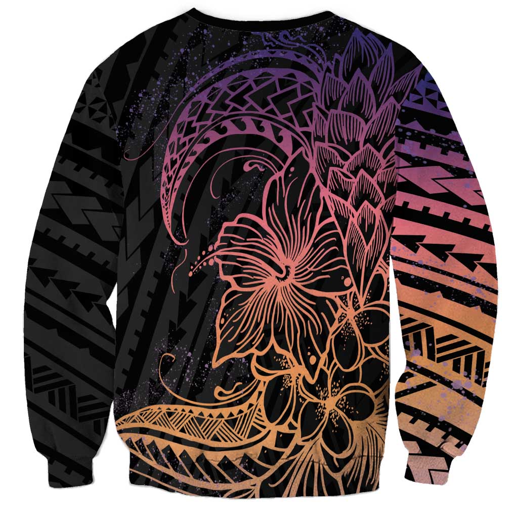 Floral Polynesian Hibiscus Tattoo Sweatshirt Peach Gradient Style LT9 - Polynesian Pride