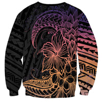 Floral Polynesian Hibiscus Tattoo Sweatshirt Peach Gradient Style LT9 - Polynesian Pride