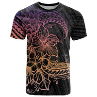 Floral Polynesian Hibiscus Tattoo T Shirt Peach Gradient Style LT9 Peach - Polynesian Pride