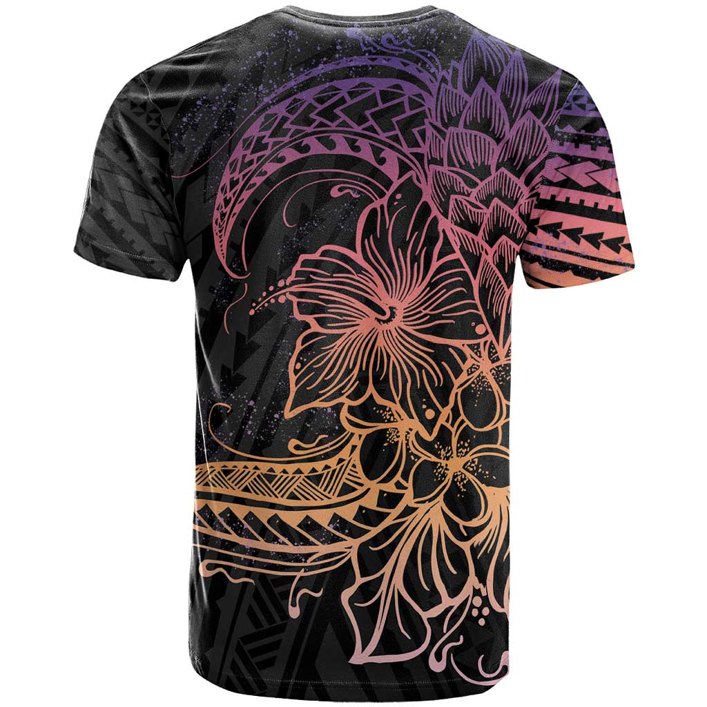 Floral Polynesian Hibiscus Tattoo T Shirt Peach Gradient Style LT9 - Polynesian Pride
