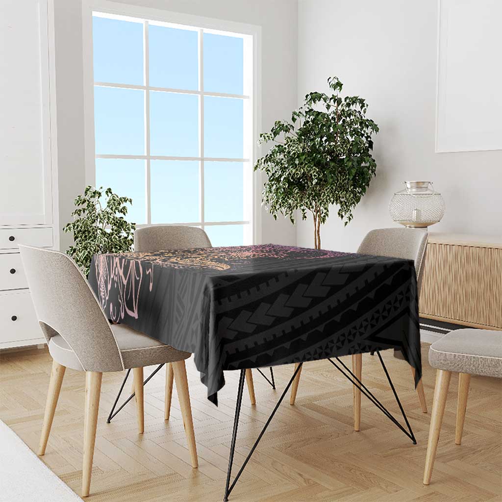 Floral Polynesian Hibiscus Tattoo Tablecloth Peach Gradient Style LT9 - Polynesian Pride