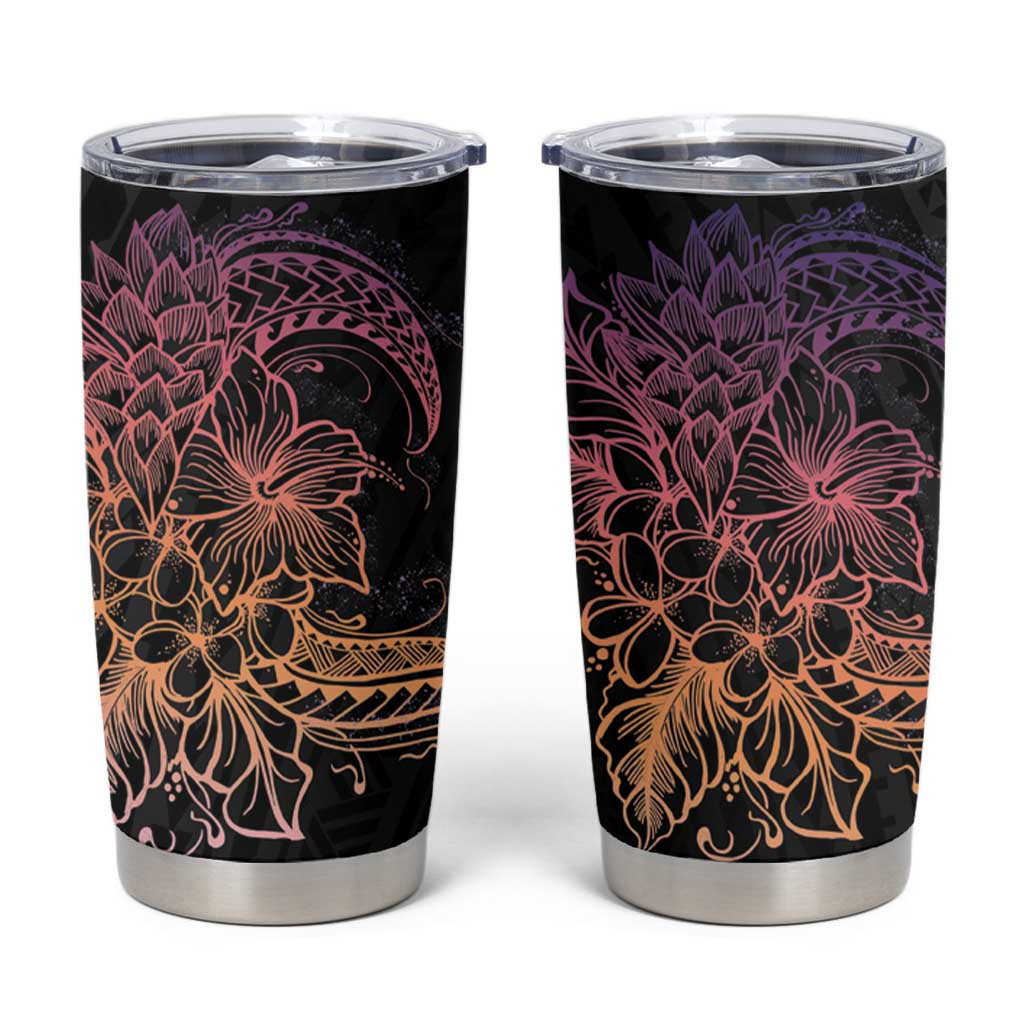 Floral Polynesian Hibiscus Tattoo Tumbler Cup Peach Gradient Style LT9 Peach - Polynesian Pride