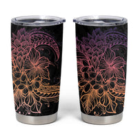 Floral Polynesian Hibiscus Tattoo Tumbler Cup Peach Gradient Style LT9 Peach - Polynesian Pride