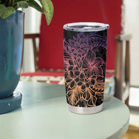 Floral Polynesian Hibiscus Tattoo Tumbler Cup Peach Gradient Style LT9 - Polynesian Pride