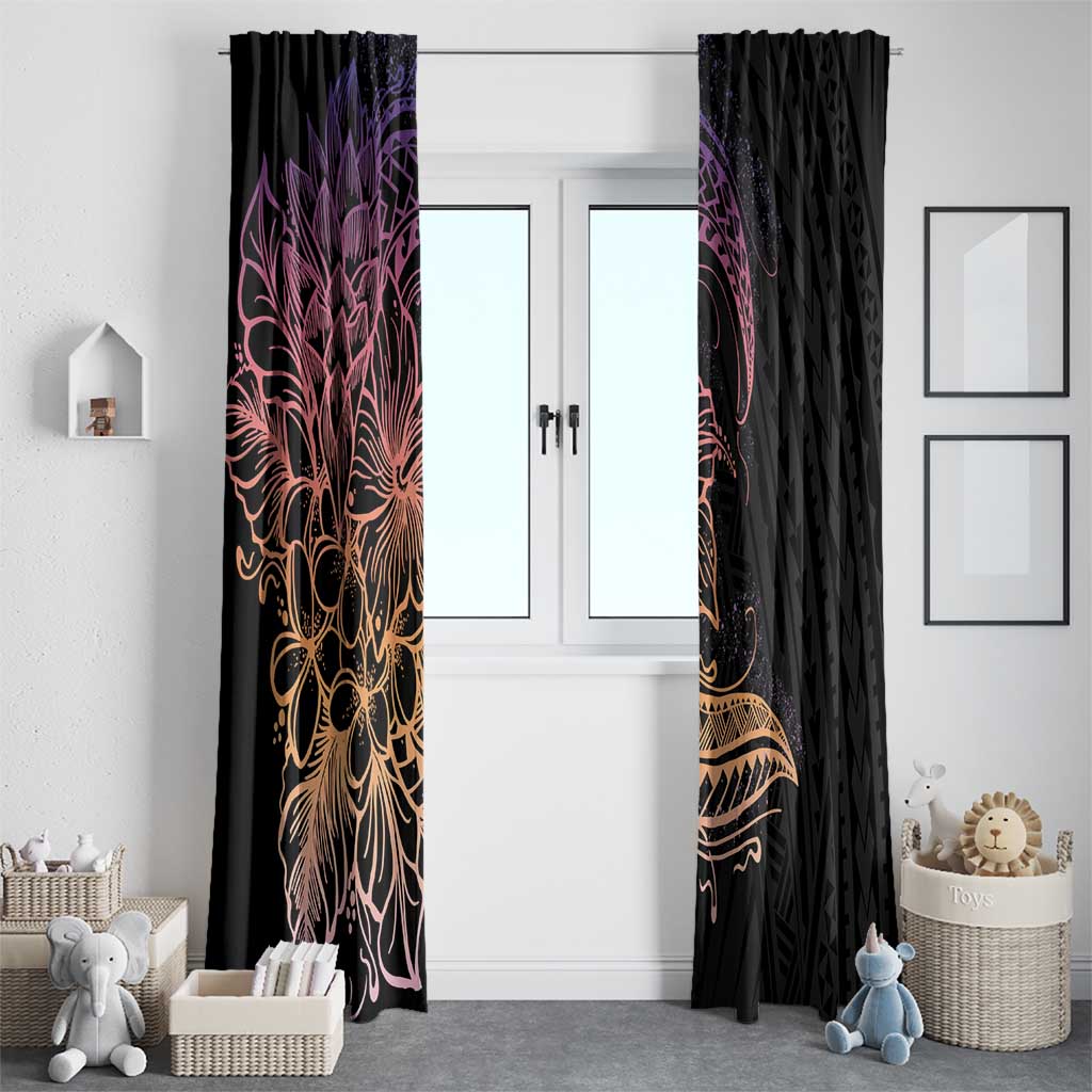 Floral Polynesian Hibiscus Tattoo Window Curtain Peach Gradient Style LT9 - Polynesian Pride
