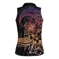 Floral Polynesian Hibiscus Tattoo Women Sleeveless Polo Shirt Peach Gradient Style LT9 - Polynesian Pride