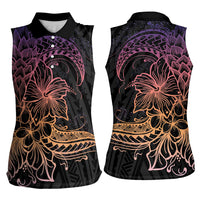 Floral Polynesian Hibiscus Tattoo Women Sleeveless Polo Shirt Peach Gradient Style LT9 - Polynesian Pride