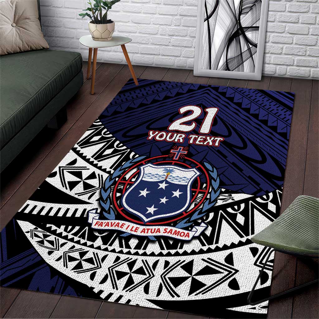 Custom Samoa Rugby Pacific Area Rug Samoan Warrior Tribal Pattern