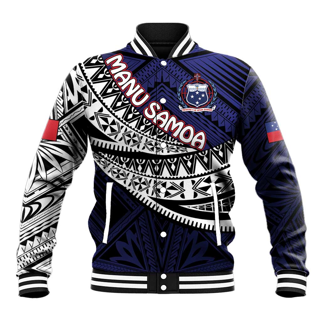 Custom Samoa Rugby Pacific Baseball Jacket Samoan Warrior Tribal Pattern