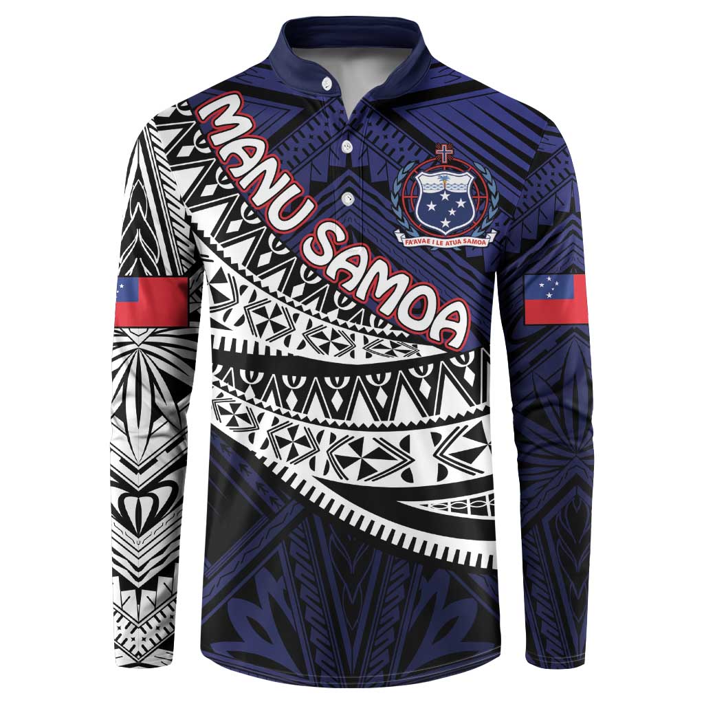 Custom Samoa Rugby Pacific Button Sweatshirt Samoan Warrior Tribal Pattern