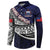 Custom Samoa Rugby Pacific Button Sweatshirt Samoan Warrior Tribal Pattern