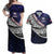 Custom Samoa Rugby Pacific Couples Matching Off Shoulder Maxi Dress and Hawaiian Shirt Samoan Warrior Tribal Pattern