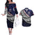 Custom Samoa Rugby Pacific Couples Matching Off The Shoulder Long Sleeve Dress and Hawaiian Shirt Samoan Warrior Tribal Pattern